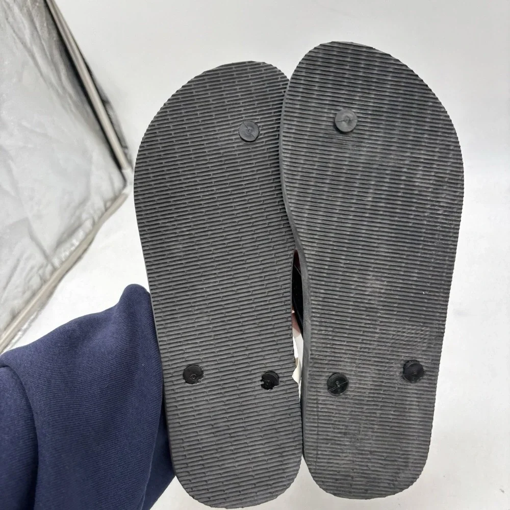Havaianas Brazil Logo Flip Flops Mens Large 43 Black Slip On Comfort Beach NWT